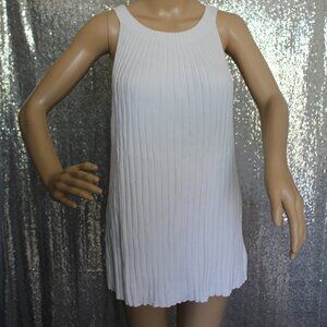 Anthropologie White Sleeveless Pleated Tank Top
